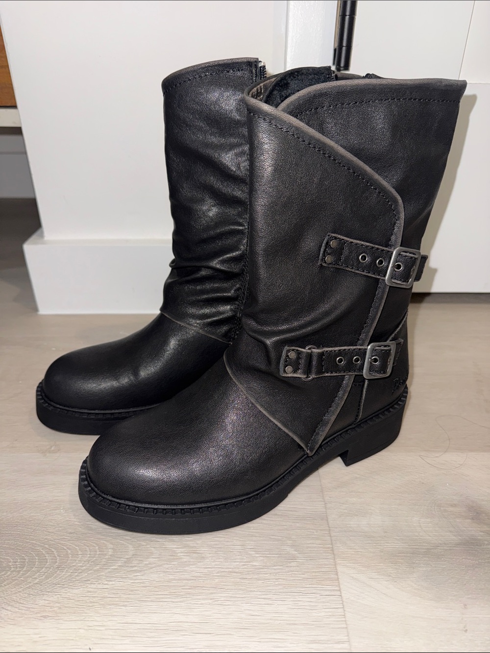 Blowfish Malibu Women’s Black Mid-Calf Buckle Boots - Classic Casual Style